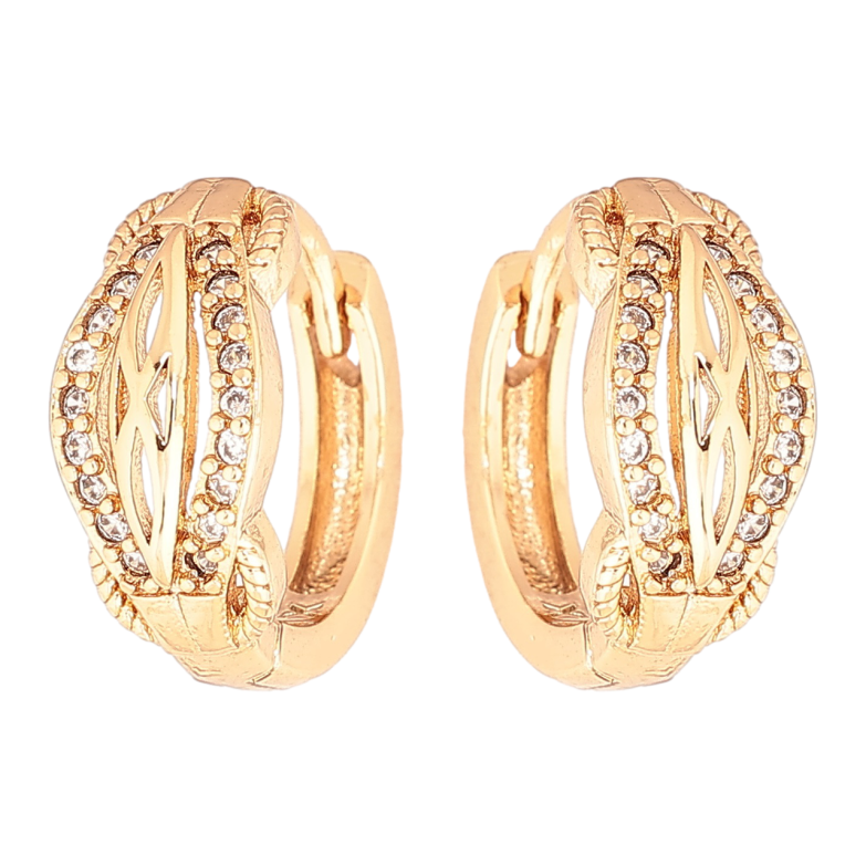 Серьги Xuping Позолота 18K колечки Декоративный узор с кристаллами фото №7