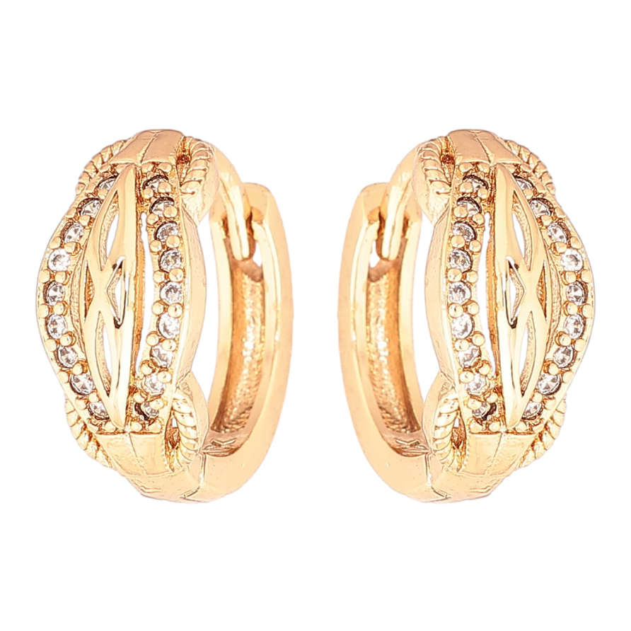 Серьги Xuping Позолота 18K колечки Декоративный узор с кристаллами фото №1