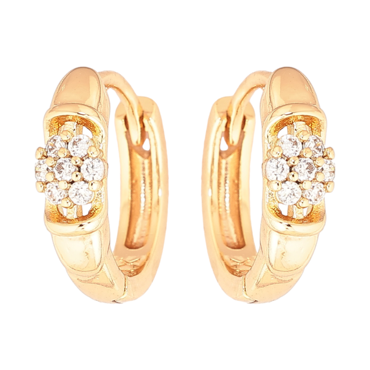 Сережки Xuping Позолота 18K колечка Кришталеві квіточки фото №2
