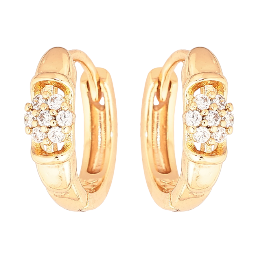Сережки Xuping Позолота 18K колечка Кришталеві квіточки фото №1 Сережки Xuping Позолота 18K колечка Кришталеві квіточки фото №1