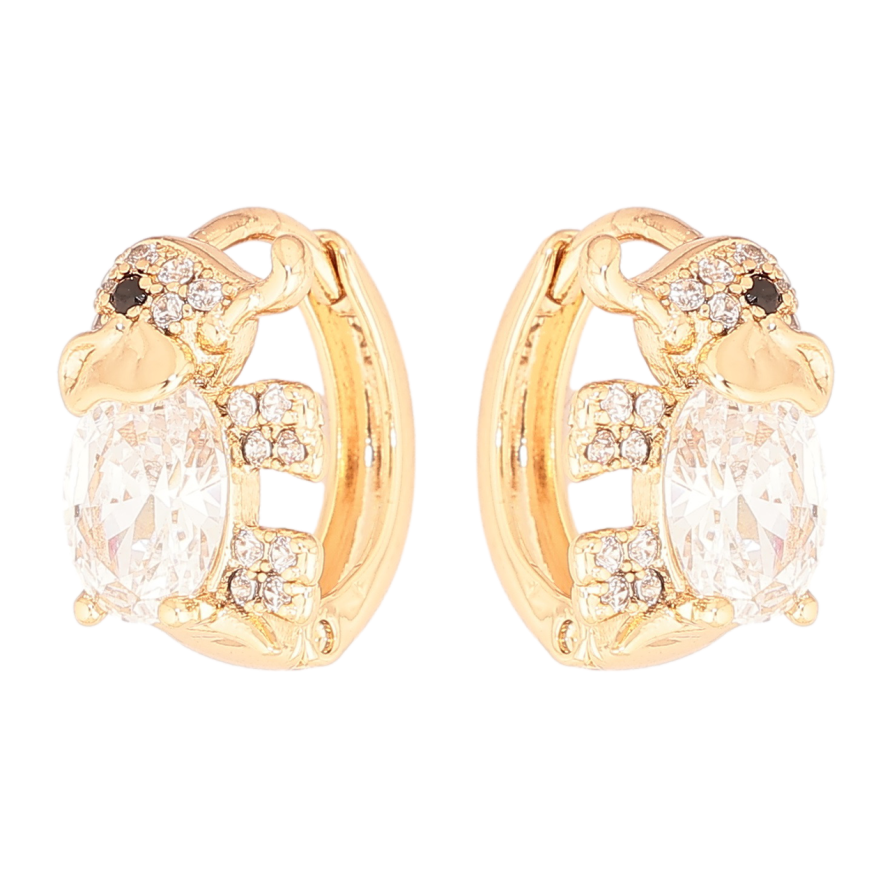 Серьги Xuping Позолота 18K колечки Кристальные слоники фото №1 Серьги Xuping Позолота 18K колечки Кристальные слоники фото №1