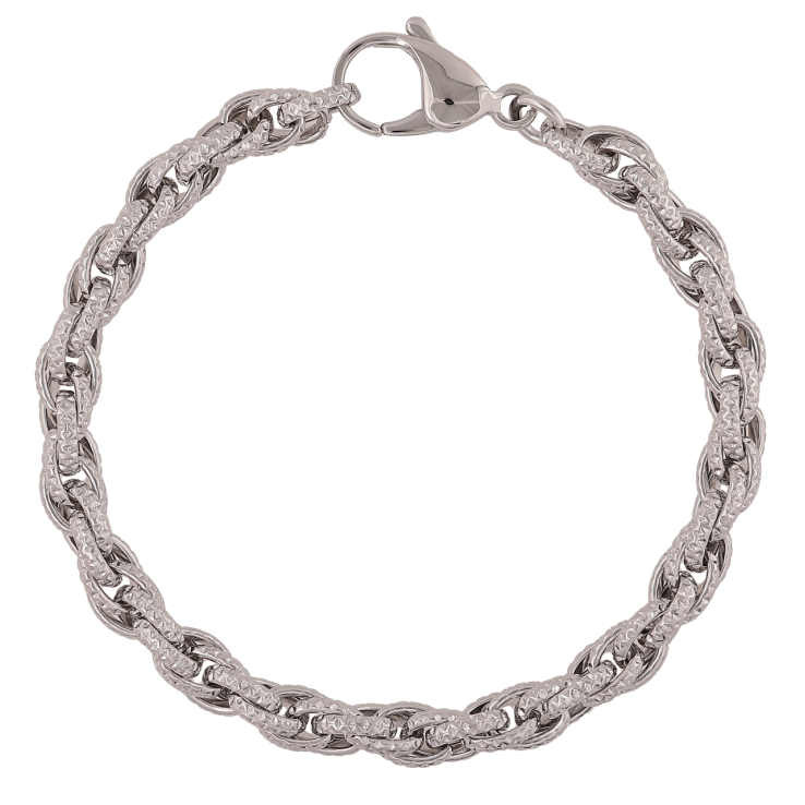 Браслет Xuping ТТМ Stainless Steel цвет Родий Цепочка Кордовое плетение размер 19.5см х 6мм фото №11