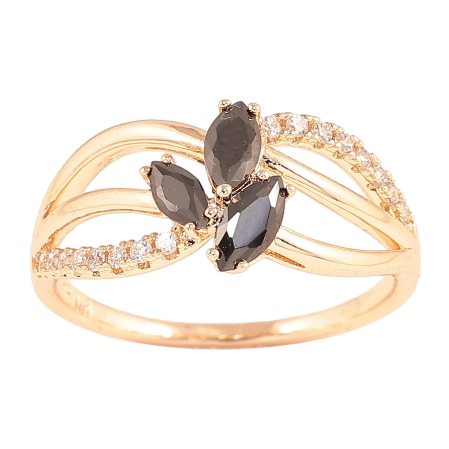 Кольцо Xuping M&L Цвет 18К Узор черно-белыми кристаллами фото №1 Кольцо Xuping M&L Цвет 18К Узор черно-белыми кристаллами фото №1