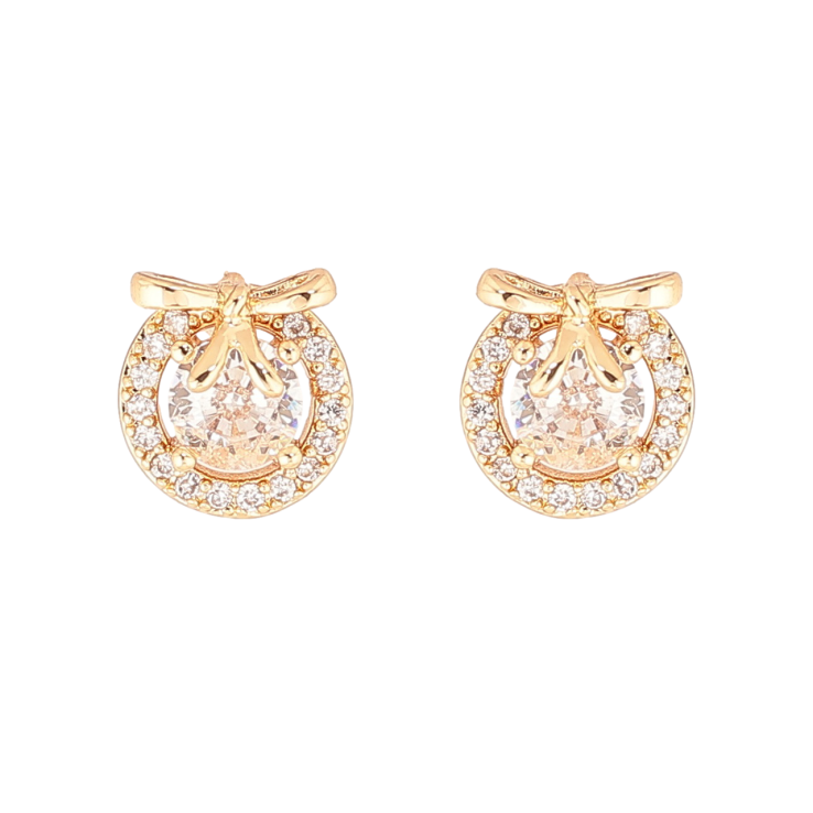 Серьги Xuping Позолота 18K пусеты Кристальные круги с бантами фото №25