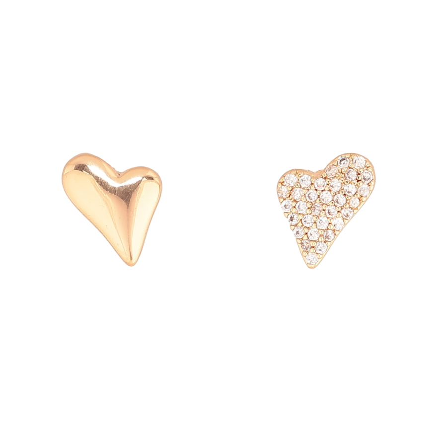 Сережки Xuping Позолота 18K пусети «Асиметричні сердечка» фото №1