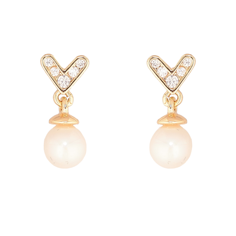 Сережки Xuping Позолота 18K пусети «Сердечка з перлинними підвісками» фото №19