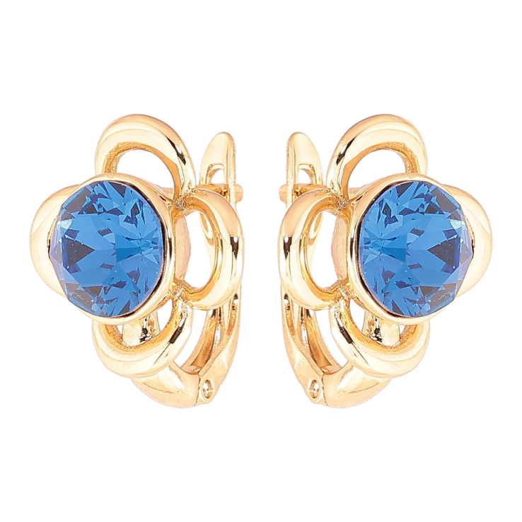 Сережки Xuping колір 18K з кристалами Swarovski англійський замок «Квіточки з кр-ми Sapphire» фото №8 Сережки Xuping колір 18K з кристалами Swarovski англійський замок «Квіточки з кр-ми Sapphire» фото №8