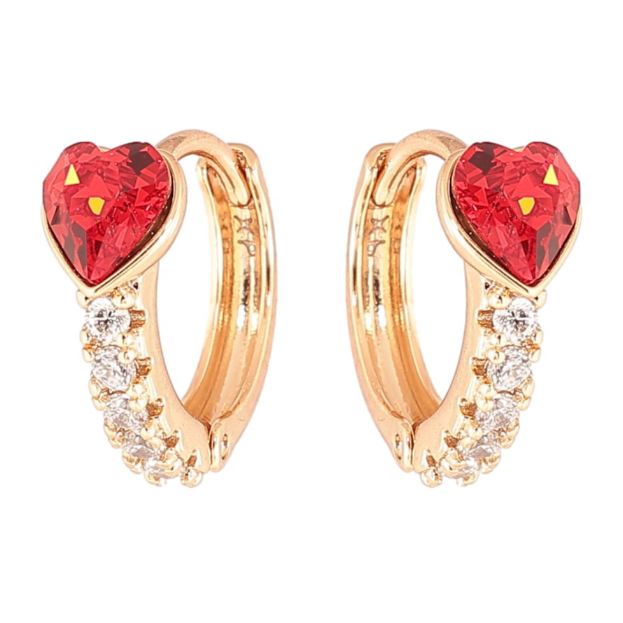 Сережки Xuping колір 18K з кристалами Swarovski колечка «Кришталеві сердечка Siam» фото №1 Сережки Xuping колір 18K з кристалами Swarovski колечка «Кришталеві сердечка Siam» фото №1