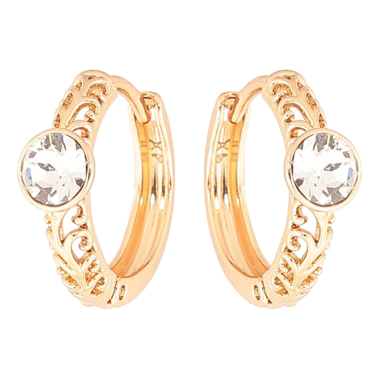 Сережки Xuping колір 18K з кристалами Swarovski колечка «Різьблений візерунок із кристалом Clear» фото №12 Сережки Xuping колір 18K з кристалами Swarovski колечка «Різьблений візерунок із кристалом Clear» фото №12