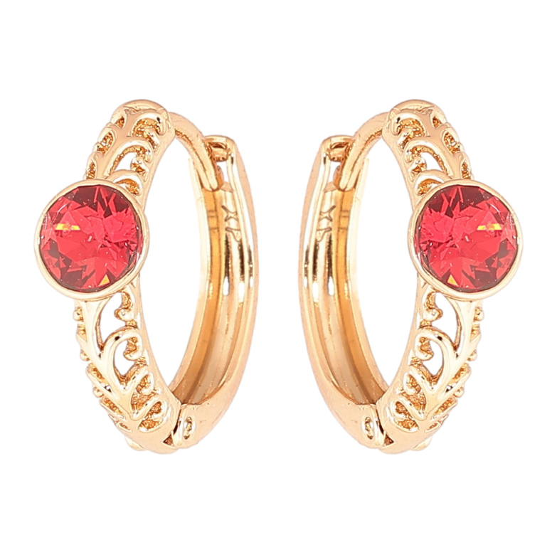 Сережки Xuping колір 18K з кристалами Swarovski колечка «Різьблений візерунок з кристалом Siam» фото №2