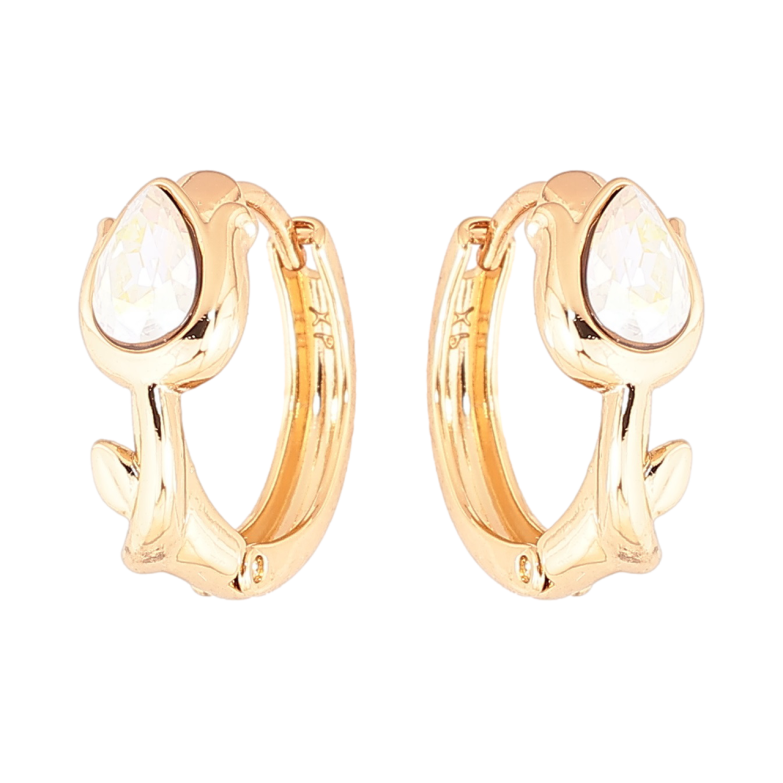 Сережки Xuping колір 18K з кристалами Swarovski колечка «Тюльпани з кристалами АВ» фото №1 Сережки Xuping колір 18K з кристалами Swarovski колечка «Тюльпани з кристалами АВ» фото №1