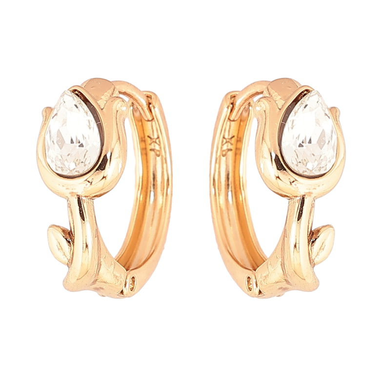 Сережки Xuping колір 18K з кристалами Swarovski колечка «Тюльпани з кристалами Clear» фото №3 Сережки Xuping колір 18K з кристалами Swarovski колечка «Тюльпани з кристалами Clear» фото №3