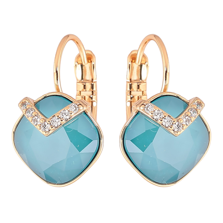 Сережки Xuping колір 18K з кристалами Swarovski французький замок «Кристали Caribbean Blue Opal» фото №2 Сережки Xuping колір 18K з кристалами Swarovski французький замок «Кристали Caribbean Blue Opal» фото №2