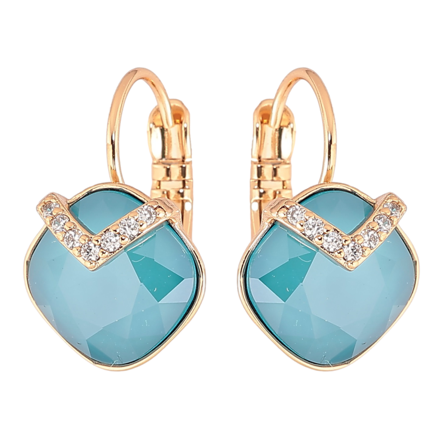 Сережки Xuping колір 18K з кристалами Swarovski французький замок «Кристали Caribbean Blue Opal» фото №1 Сережки Xuping колір 18K з кристалами Swarovski французький замок «Кристали Caribbean Blue Opal» фото №1