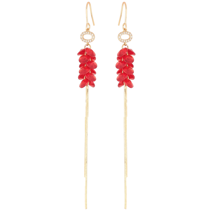 Сережки Xuping колір 18K з кристалами Swarovski французький замок «Підвіски з кристалами Siam» фото №5 Сережки Xuping колір 18K з кристалами Swarovski французький замок «Підвіски з кристалами Siam» фото №5