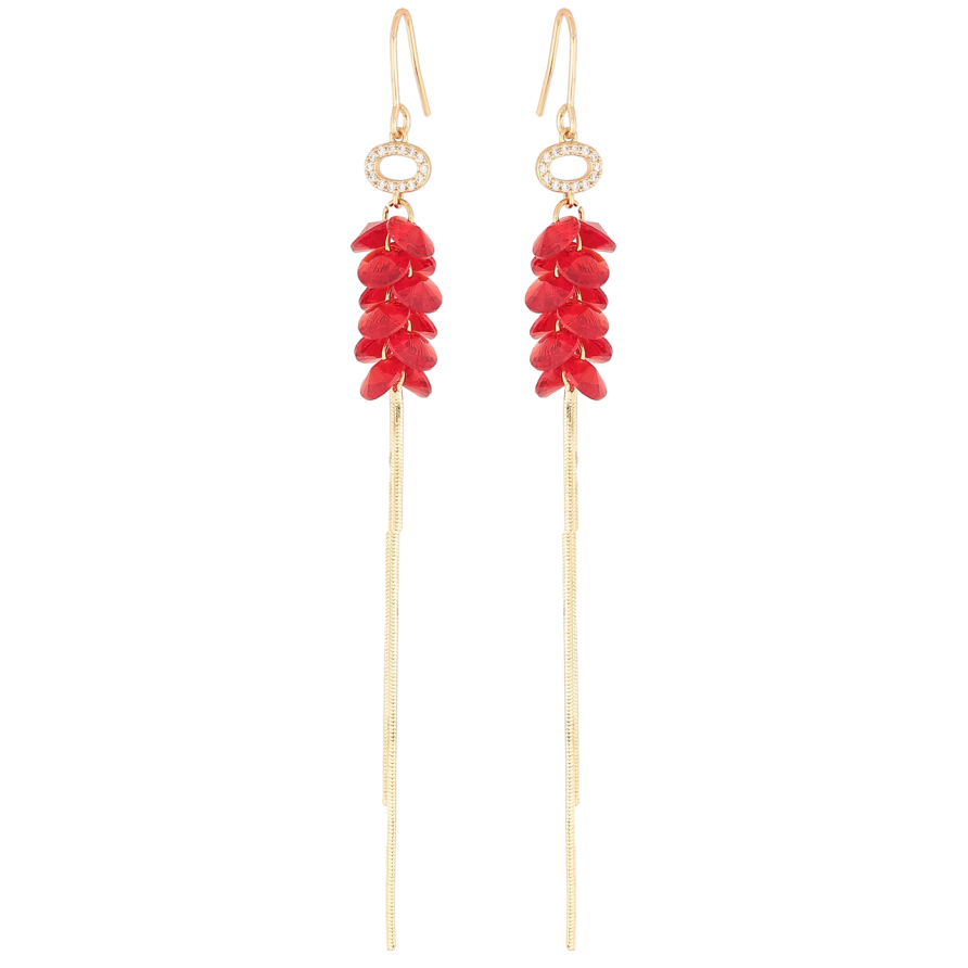 Сережки Xuping колір 18K з кристалами Swarovski французький замок «Підвіски з кристалами Siam» фото №1 Сережки Xuping колір 18K з кристалами Swarovski французький замок «Підвіски з кристалами Siam» фото №1