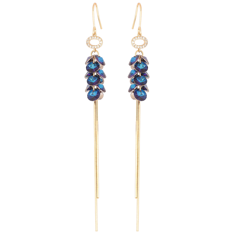 Сережки Xuping колір 18K з кристалами Swarovski французький замок «Підвіски з кристалами Metallic Blue» фото №5 Сережки Xuping колір 18K з кристалами Swarovski французький замок «Підвіски з кристалами Metallic Blue» фото №5