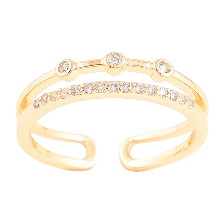 Каблучка Xuping Позолота 18K «Подвійна шинка з кристалами» фото №15 Каблучка Xuping Позолота 18K «Подвійна шинка з кристалами» фото №15