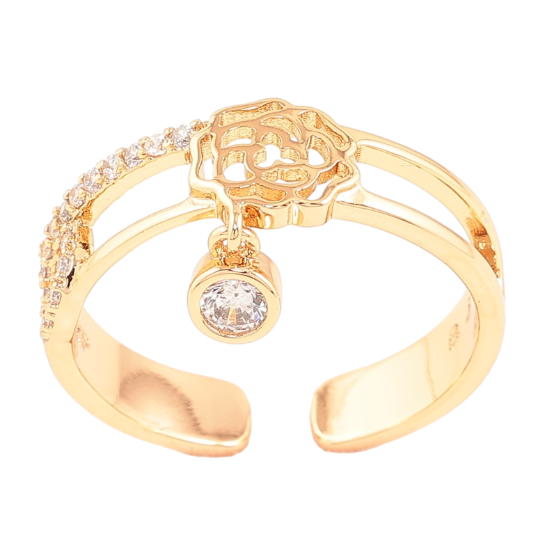 Каблучка Xuping Позолота 18K «Квіточка з підвіскою кристал» фото №1 Каблучка Xuping Позолота 18K «Квіточка з підвіскою кристал» фото №1