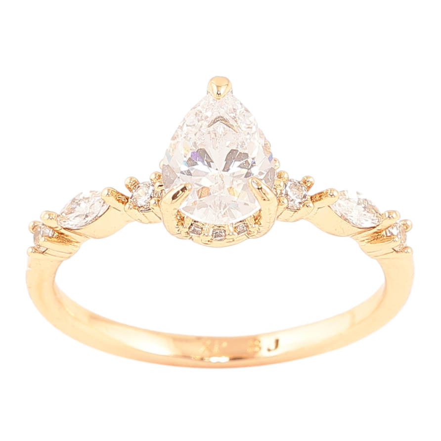Каблучка Xuping Позолота 18K «Кришталева крапля» фото №1 Каблучка Xuping Позолота 18K «Кришталева крапля» фото №1
