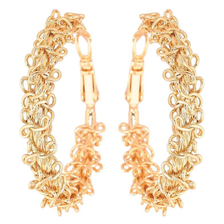 Серьги Xuping Позолота 18K кольца (конго) Декоративный узор ø 4см фото №7