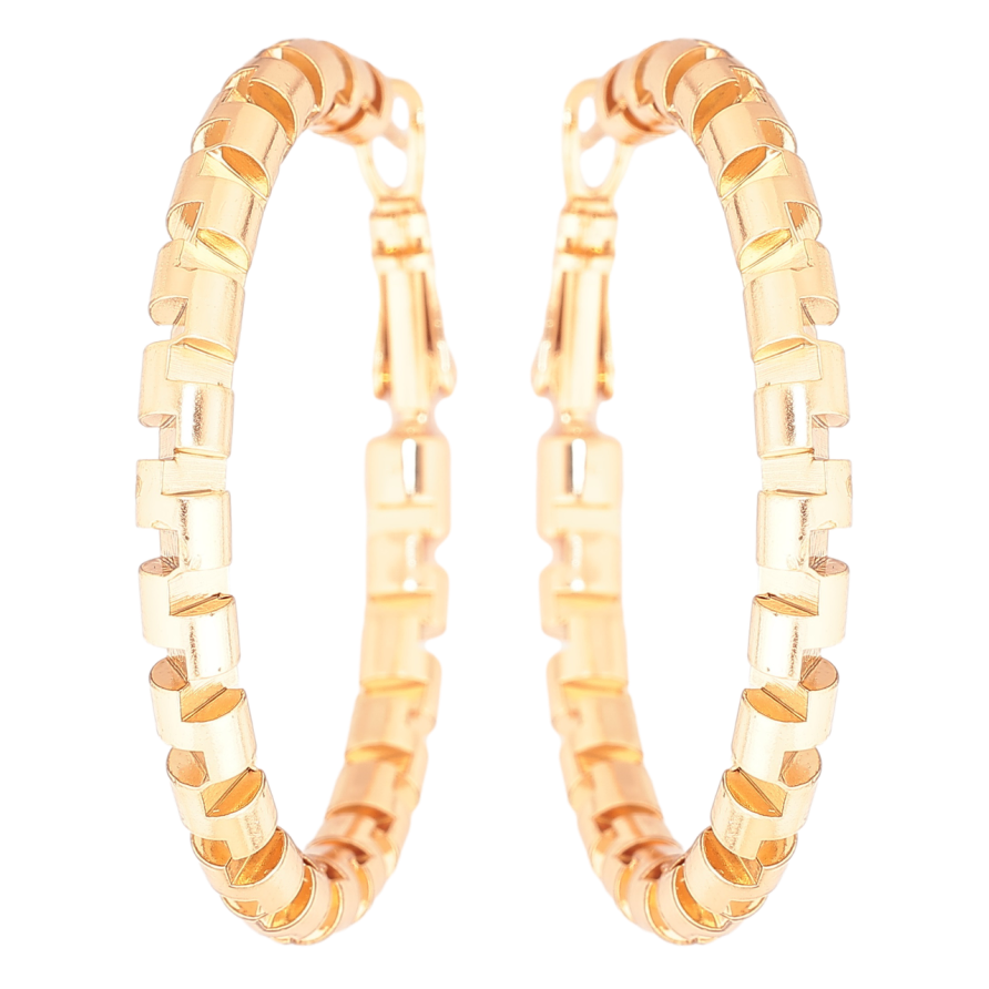 Серьги Xuping Позолота 18K кольца (конго) Декоративный узор ø 4см фото №1 Серьги Xuping Позолота 18K кольца (конго) Декоративный узор ø 4см фото №1