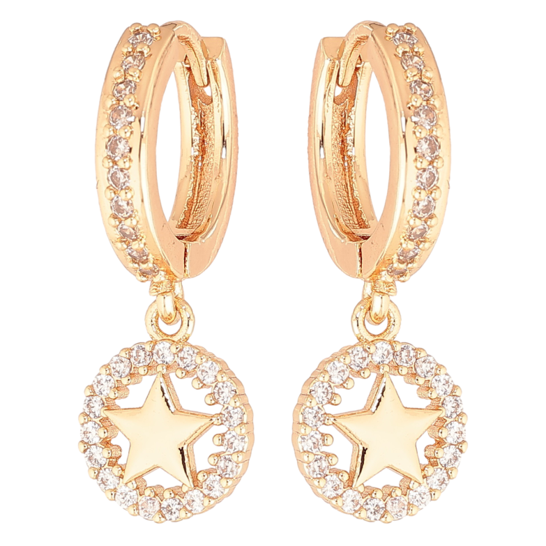 Сережки Xuping M&L Колір 18K підвіски на колечках «Кришталеві кільця з зірками» фото №16 Сережки Xuping M&L Колір 18K підвіски на колечках «Кришталеві кільця з зірками» фото №16