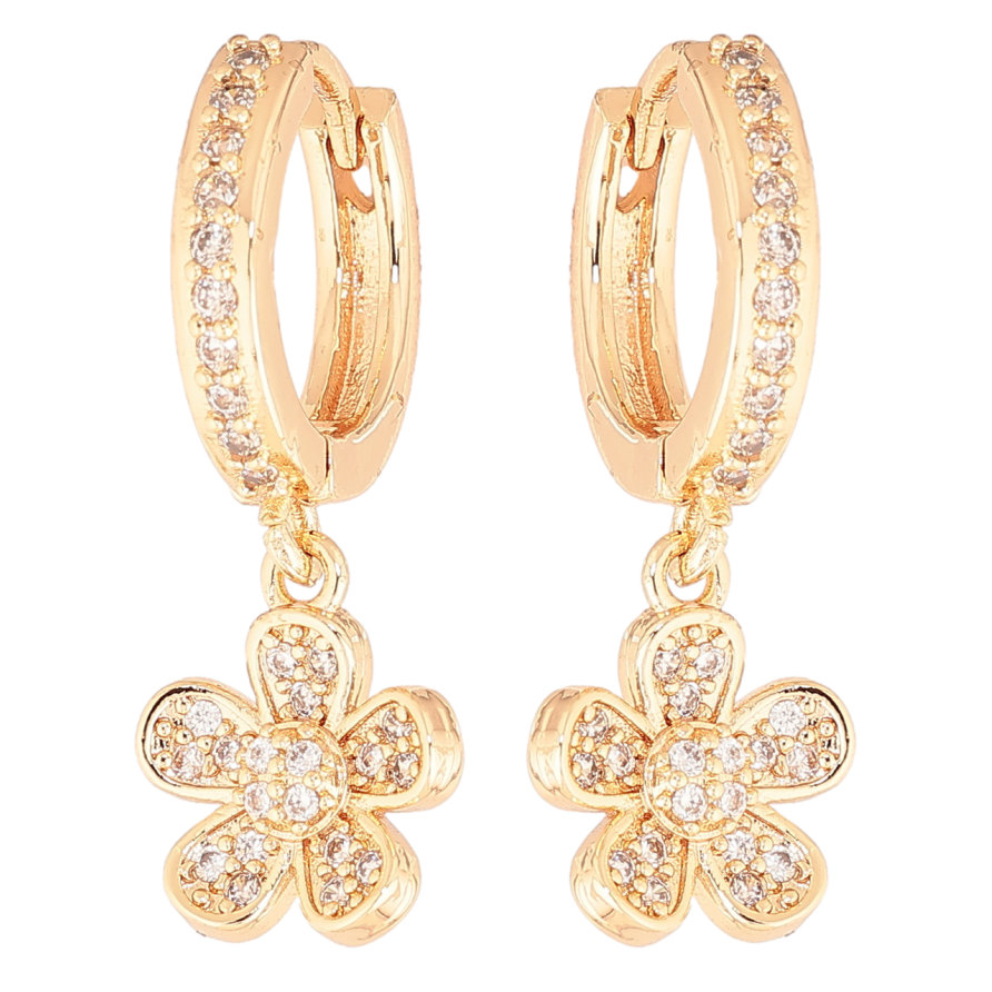 Сережки Xuping M&L Колір 18K підвіски на колечках «Кристальні квіточки» фото №1 Сережки Xuping M&L Колір 18K підвіски на колечках «Кристальні квіточки» фото №1