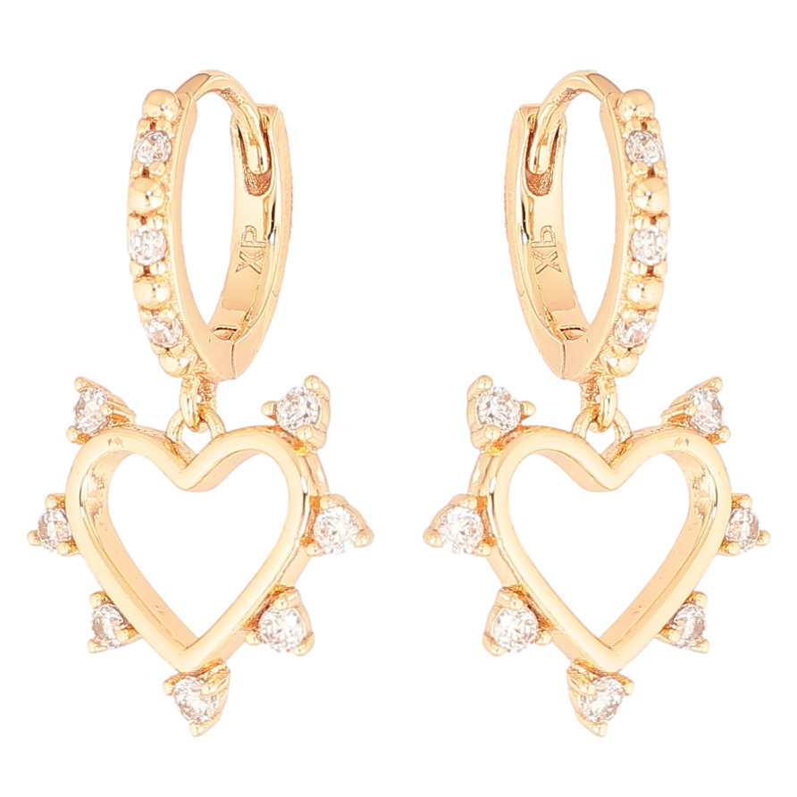 Сережки Xuping M&L Колір 18K підвіски на колечках «Сердечка з кристалами» фото №1 Сережки Xuping M&L Колір 18K підвіски на колечках «Сердечка з кристалами» фото №1
