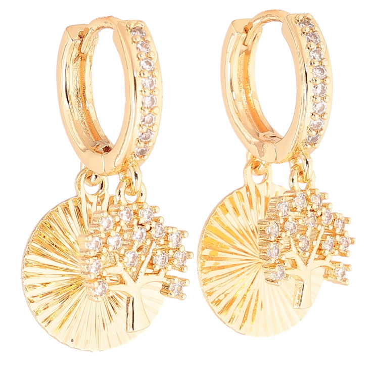 Сережки Xuping M&L Колір 18K підвіски на колечках «Кришталеве дерево з декоративними колами» фото №4