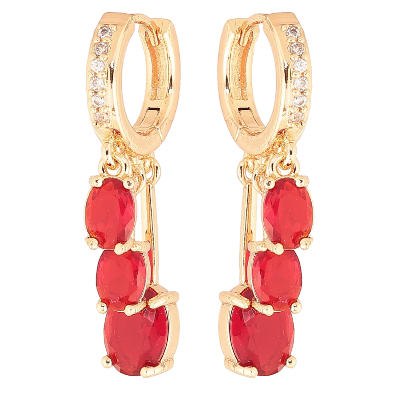 Сережки Xuping M&L Колір 18K підвіски на колечках «Червоні кристали» фото №14 Сережки Xuping M&L Колір 18K підвіски на колечках «Червоні кристали» фото №14