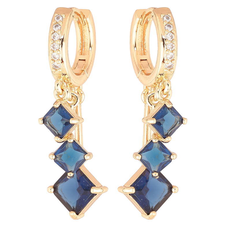 Сережки Xuping M&L Колір 18K підвіски на колечках «Сині кристали» фото №13 Сережки Xuping M&L Колір 18K підвіски на колечках «Сині кристали» фото №13