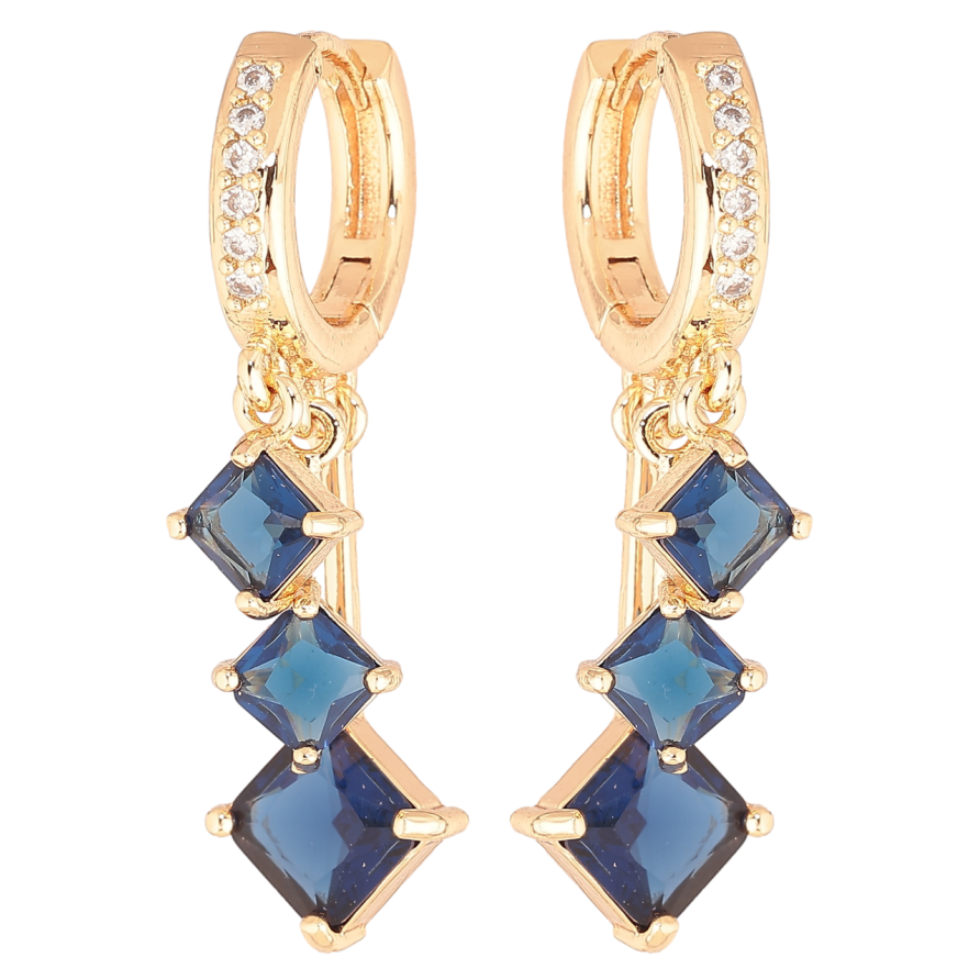Сережки Xuping M&L Колір 18K підвіски на колечках «Сині кристали» фото №1 Сережки Xuping M&L Колір 18K підвіски на колечках «Сині кристали» фото №1