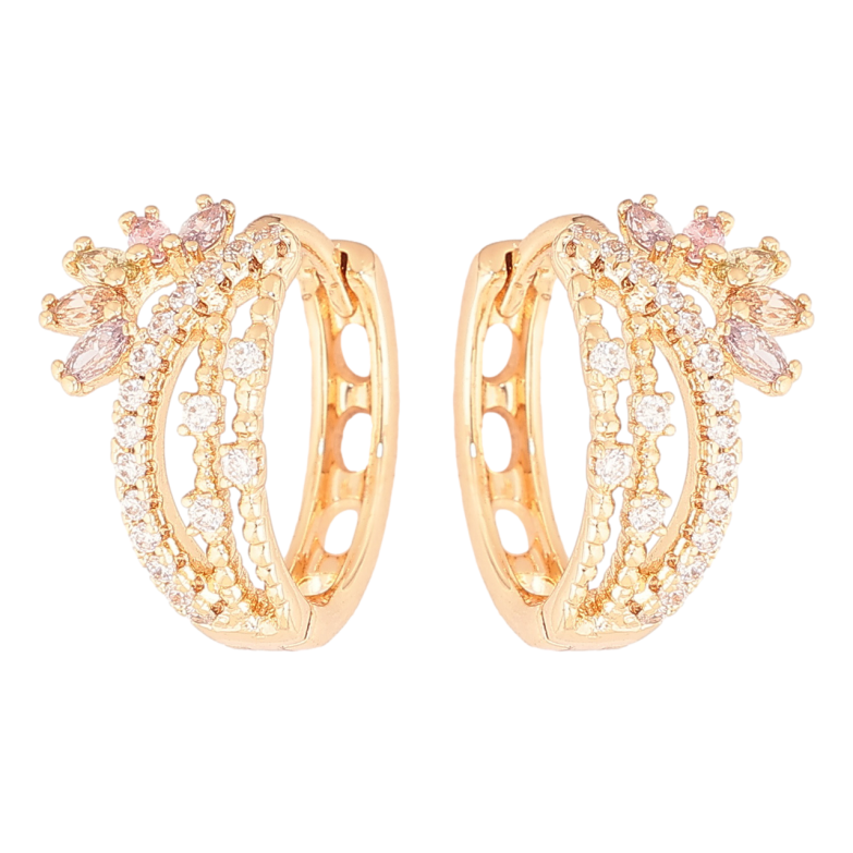Сережки Xuping M&L Колір 18K колечка «Візерунок з кристалами» фото №2 Сережки Xuping M&L Колір 18K колечка «Візерунок з кристалами» фото №2