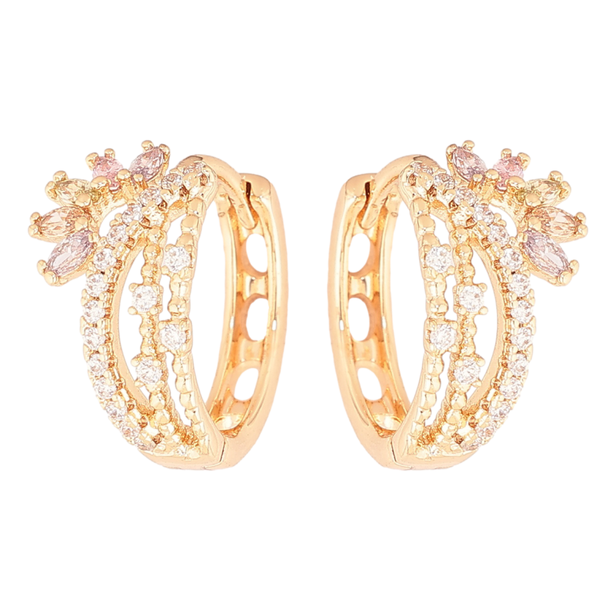 Сережки Xuping M&L Колір 18K колечка «Візерунок з кристалами» фото №1 Сережки Xuping M&L Колір 18K колечка «Візерунок з кристалами» фото №1