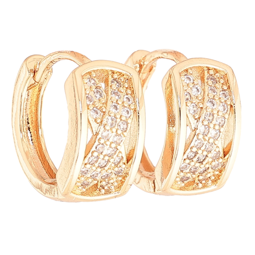 Серьги Xuping M&L Цвет 18K колечки Узор с кристаллами на одну сторону фото №1 Серьги Xuping M&L Цвет 18K колечки Узор с кристаллами на одну сторону фото №1