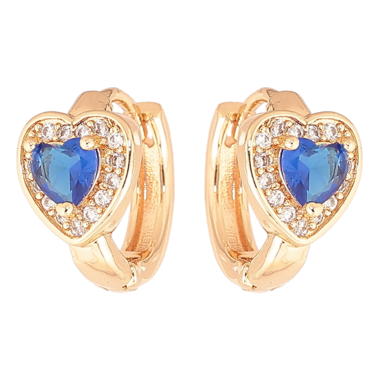 Сережки Xuping M&L Колір 18K колечка ««Сердечка з синіми кристалами» фото №1 Сережки Xuping M&L Колір 18K колечка ««Сердечка з синіми кристалами» фото №1
