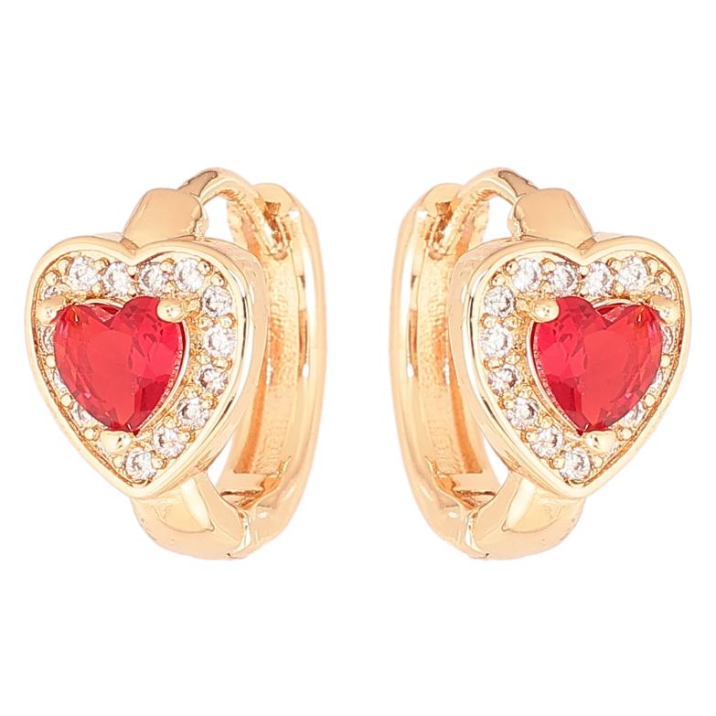 Сережки Xuping M&L Колір 18K колечка «Сердечка з червоними кристалами» фото №11 Сережки Xuping M&L Колір 18K колечка «Сердечка з червоними кристалами» фото №11