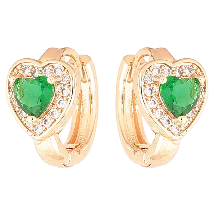 Сережки Xuping M&L Колір 18K колечка «Сердечка з зеленими кристалами» фото №14