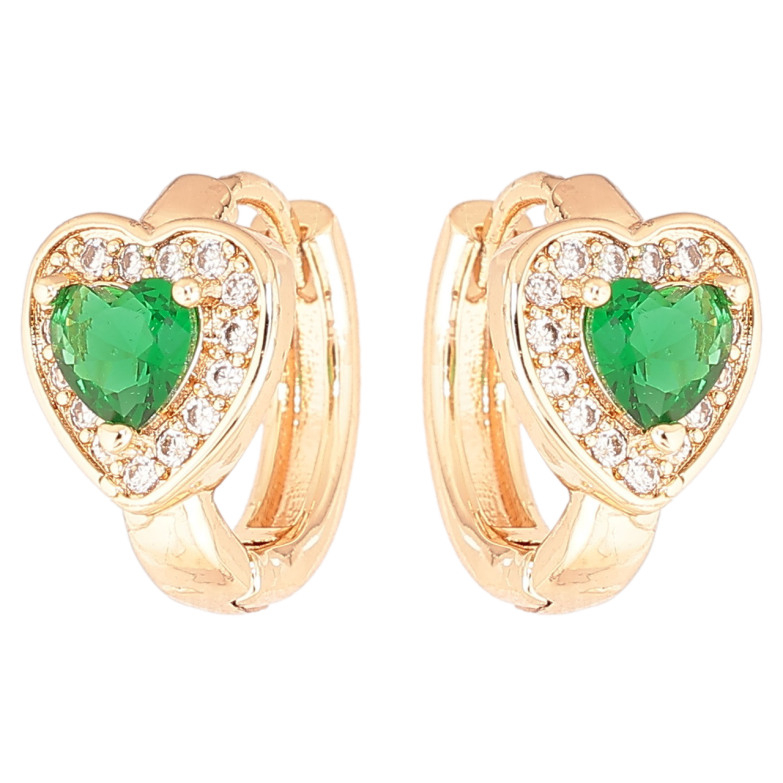 Сережки Xuping M&L Колір 18K колечка «Сердечка з зеленими кристалами» фото №6