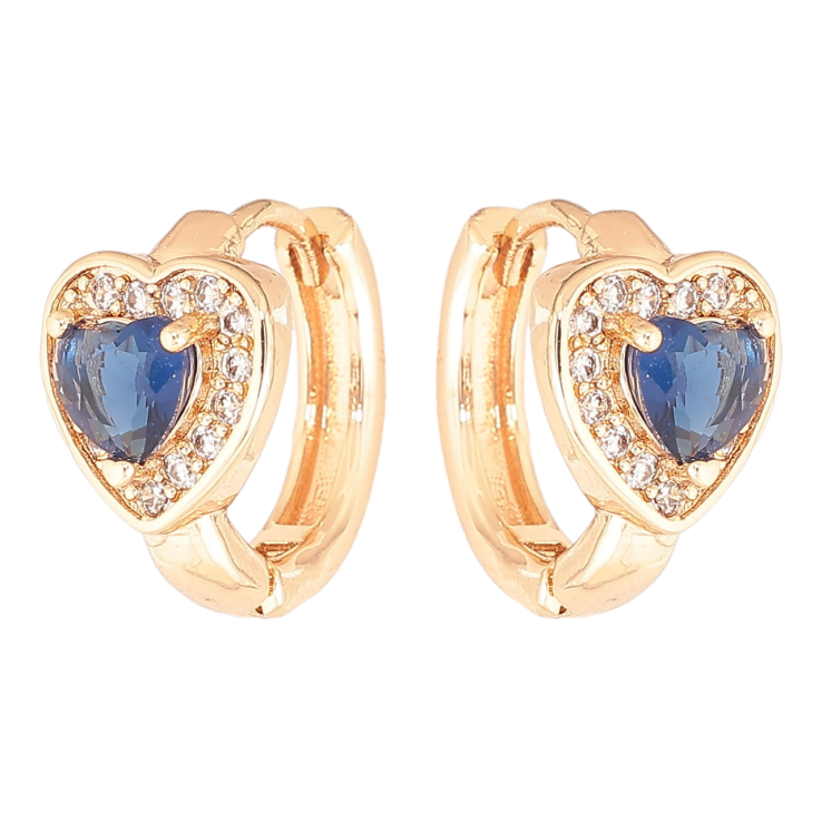 Сережки Xuping M&L Колір 18K колечка «Сердечка з синіми кристалами» фото №11 Сережки Xuping M&L Колір 18K колечка «Сердечка з синіми кристалами» фото №11