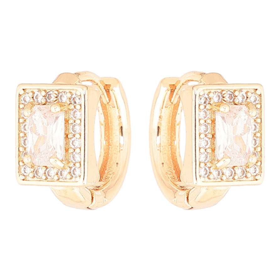Сережки Xuping M&L Колір 18K колечка «Кристальні прямокутники» фото №1 Сережки Xuping M&L Колір 18K колечка «Кристальні прямокутники» фото №1