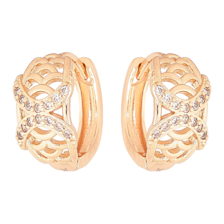 Сережки Xuping M&L Колір 18K колечка «Різьблений візерунок з кристалами» фото №1 Сережки Xuping M&L Колір 18K колечка «Різьблений візерунок з кристалами» фото №1