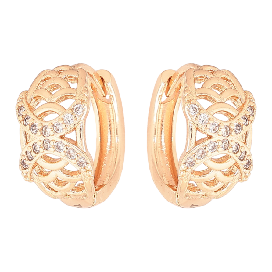 Серьги Xuping M&L Цвет 18K колечки Резной узор с кристаллами фото №1 Серьги Xuping M&L Цвет 18K колечки Резной узор с кристаллами фото №1