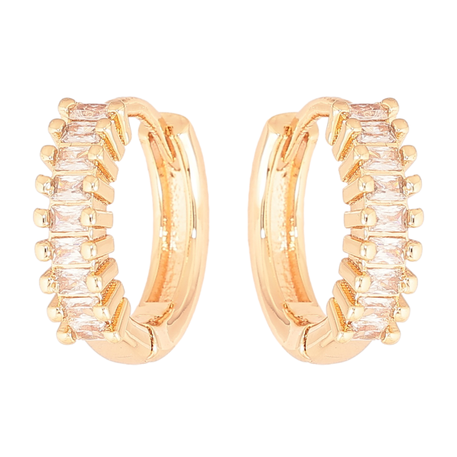 Сережки Xuping M&L Колір 18K колечка «Кришталева доріжка» фото №1 Сережки Xuping M&L Колір 18K колечка «Кришталева доріжка» фото №1