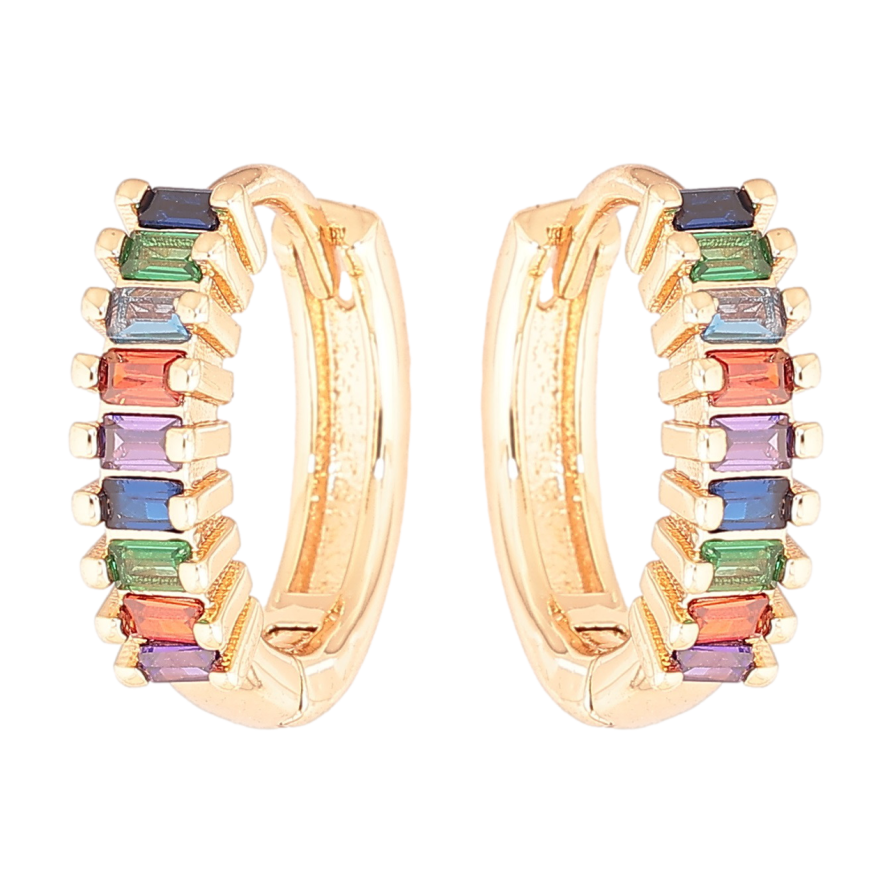 Сережки Xuping M&L Колір 18K колечка «Доріжки різнокольорових кристалів» фото №1 Сережки Xuping M&L Колір 18K колечка «Доріжки різнокольорових кристалів» фото №1