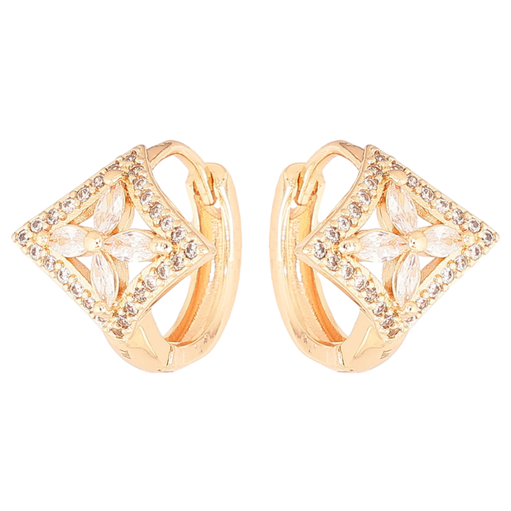 Сережки Xuping M&L Колір 18K колечка «Ромби з візерунком кристалами» фото №23 Сережки Xuping M&L Колір 18K колечка «Ромби з візерунком кристалами» фото №23