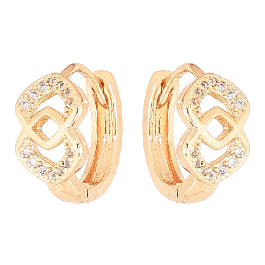 Сережки Xuping M&L Колір 18K колечка «Візерунок з кристалами» фото №1 Сережки Xuping M&L Колір 18K колечка «Візерунок з кристалами» фото №1