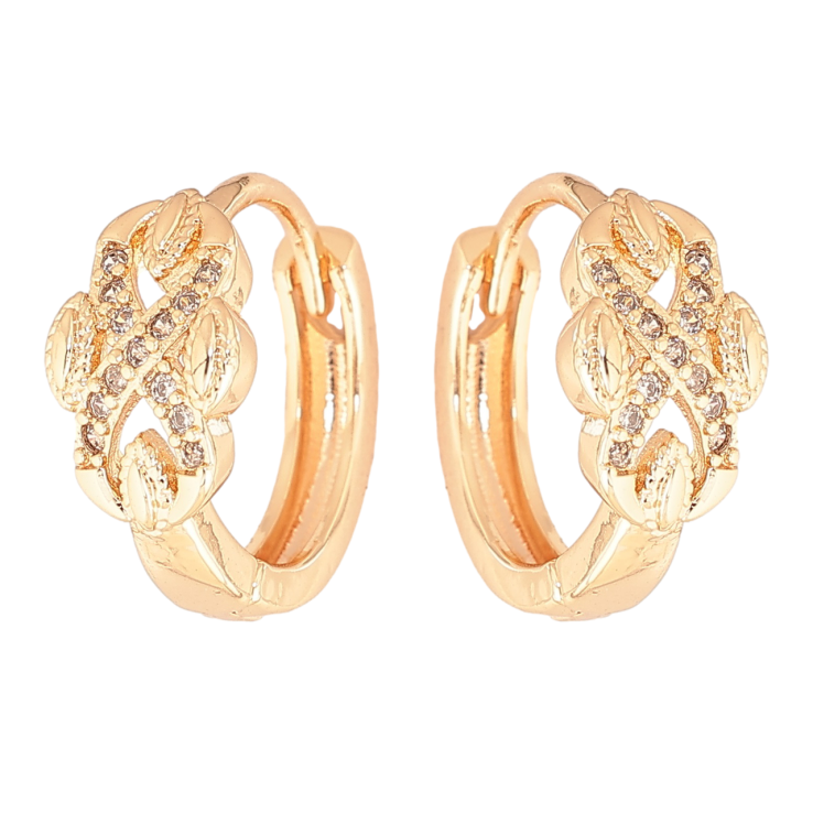 Сережки Xuping M&L Колір 18K колечка «Візерунок з кристалами» фото №9 Сережки Xuping M&L Колір 18K колечка «Візерунок з кристалами» фото №9