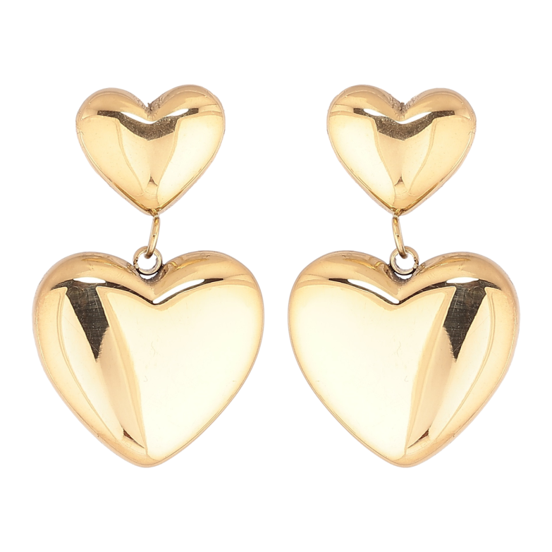 Сережки Xuping TTM Stainless Steel колір 14К пусети «Сердечка» фото №1 Сережки Xuping TTM Stainless Steel колір 14К пусети «Сердечка» фото №1